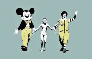 Autore: Banksy Titolo: Napalm (Can't Beat That Feeling) Anno: 2004 Misure: cm 91,5 x 91,5 Tecnica: Oil and Emulsion on Canvas Credito fotografico: ©Steve Lazarides
