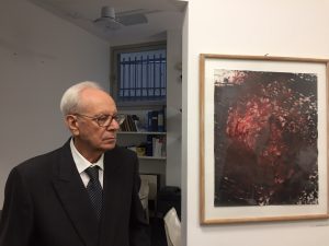 Enzo Cannaviello all'inaugurazione della mostra
