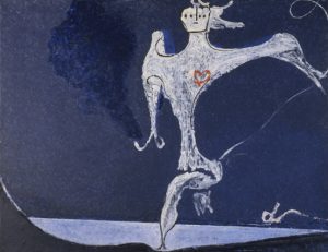 Osvaldo Licini, Angelo ribelle con cuore rosso, 1953. Collezione privata © Osvaldo Licini, by SIAE 2018