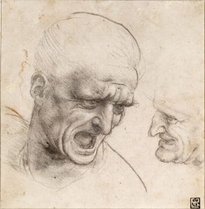 Leonardo da Vinci (1452-1519) Studies of the Heads of Two Warriors, c. 1504-05 Black chalk or charcoal, traces of red chalk Szépművészeti Múzeum, Budapest