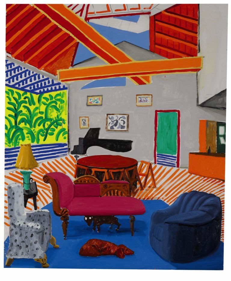David Hockney. Montcalm Interior with 2 Dogs