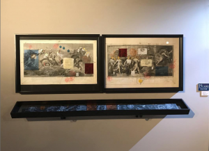Fabrizio Cotognini, “Aurora” (matite, inchiostro, biacca, mylar e oro 24k, su incisioni originali XVIII secolo, cm 70x100x12 ciascuna, e libro d’artista, cm 25x190).