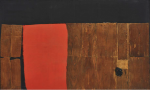 Alberto Burri Grande Legno e Rosso , Executed in 1957-1959 (150 x 250 cm.) Estimate: $10-15 million