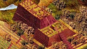 Una ricostruzione della piramide individuata in Indonesia