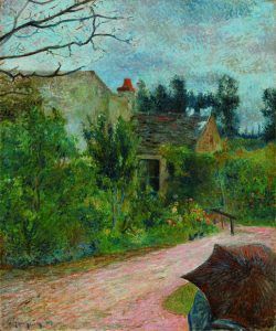 Paul Gauguin Le Jardin de Pissarro, Quai du Pothuis à Pontoise, 1881 (recto) Deux esquisses d'autoportrait (verso) Signé et daté p Gauguin 81 en bas à gauche du recto Huile sur toile, 65 x 54 cm Estimate : €600.000-900.000