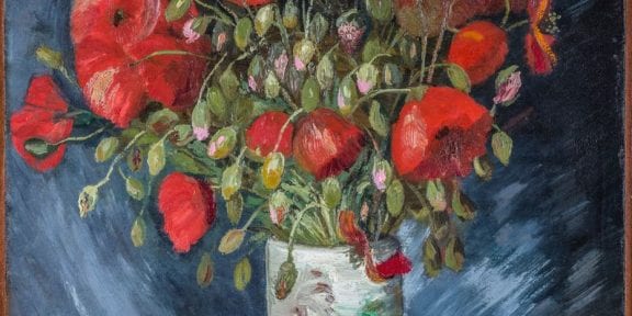 Van Gogh, Vase of Poppies (1886), Wadsworth Atheneum Museum of Art, Hartford, Connecticut, Bequest of Anne Parrish Titzell