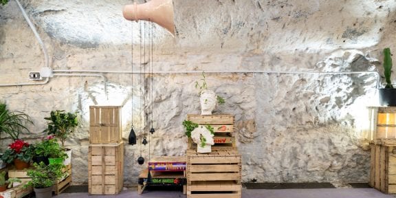 Installation view of Marco Giordano “Suono Nudo” at Tarsia, Naples 2019. Photo: Danilo Donzell