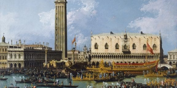 Bernardo Bellotto Il Ritorno del Bucintoro al molo nel giorno dell’Ascensione Olio su tela, cm 108 x 115 Inghilterra, Collezione privata