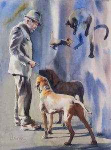 Andrey Esionov, La definizione dell’obbedienza, 2017, сarta, acquerello, 76 × 56