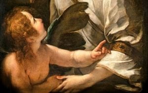 Dettaglio del Ritratto di donna con Cupido attribuito a Giulio Cesare Procaccini