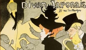 Henri de Toulouse-Lautrec, Divan Japonais, 1893, litografia a colori, 80,8x60,8 cm ©Herakleidon Museum, Athens Greece (particolare)