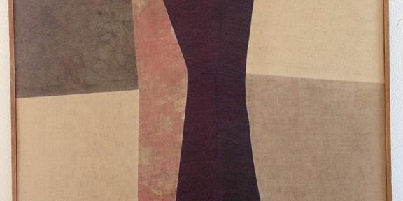 Nuvolo, Clessidra, 1958, pittura a olio su tessuti cuciti e dipinti montati su telaio, 93x119 cm