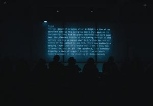 Lawrence Abu Hamdan, documentation of After SFX, 2018, a 30-minute live performance at Tate Modern, London, October 2018. Photo: Jarred Alterman.