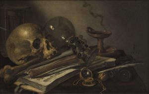 Pieter Claesz , Vanitas , Datato 1656 , Olio su tavola di rovere , 39,5 cm × 60,5 cm , Courtesy KHM - Museumsverband