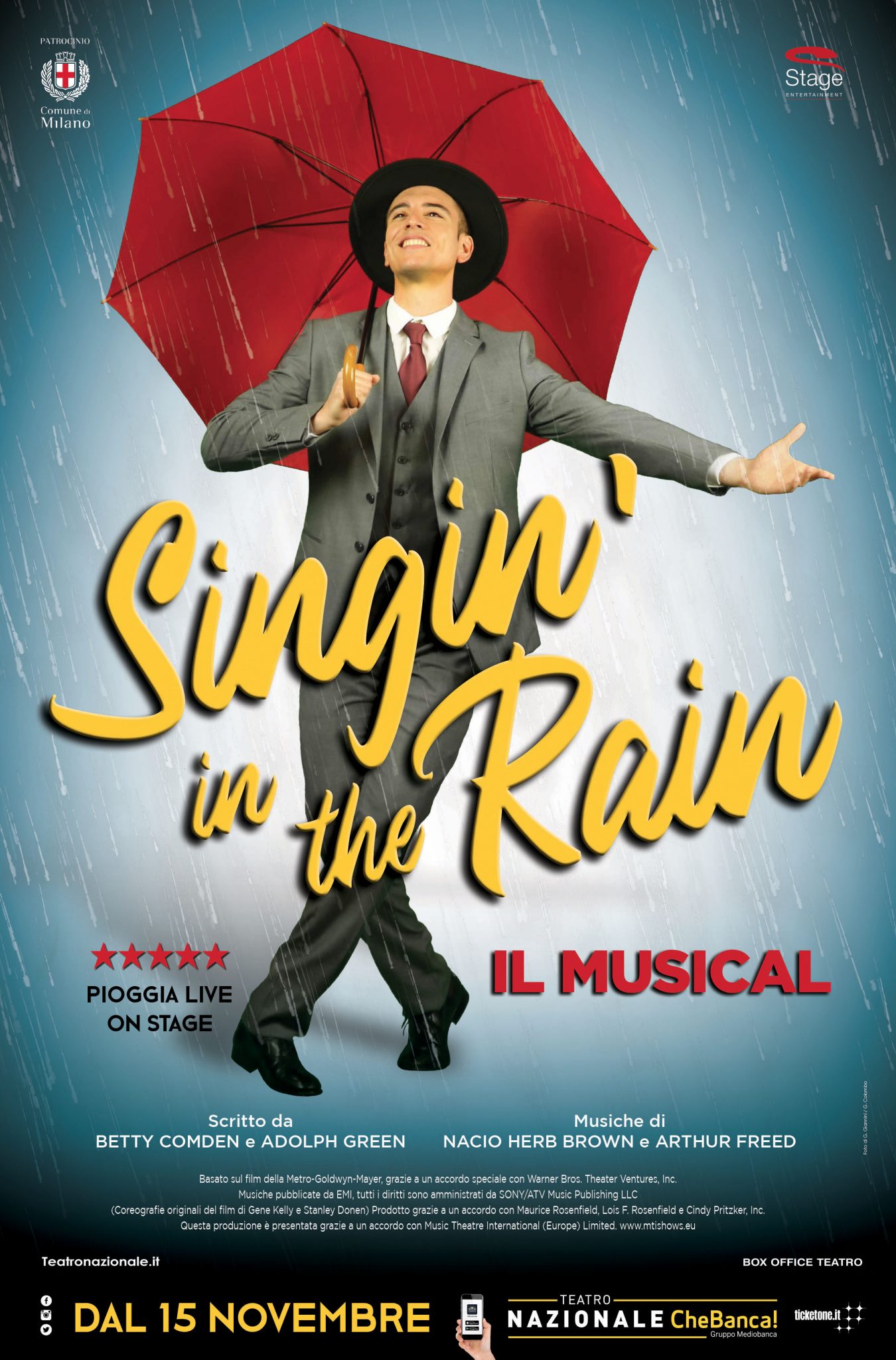 Singin’ in the rain, in arrivo a Milano uno dei musical più amati di tutti i tempi
