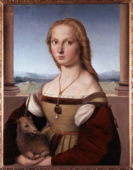 Raffaello Sanzio, Dama con liocorno, olio su tela applicata su tavola, 67 x 56 cm, Galleria Borghese, © Ministero per i beni e le attività culturali - Galleria Borghese