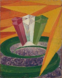 Giacomo Balla, Colpo di fucile, Canto patriottico in Piazza di Siena, 1915 circa, olio su tela, cm 46x36,5