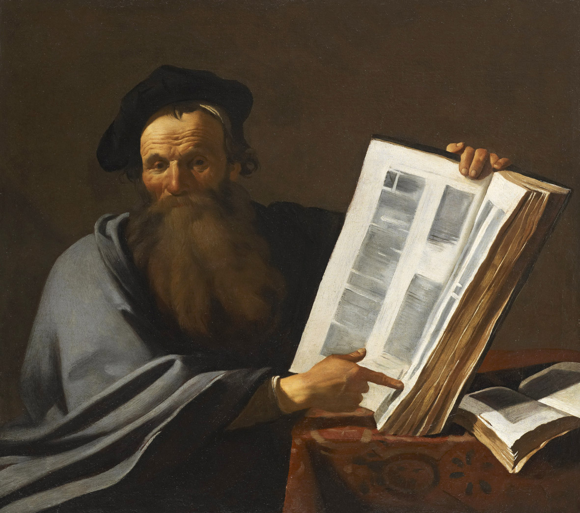 Nicholas Hall. Dirck van Baburen: The Philosopher , Oil on canvas 95.5 x 105 cm. ca. 1618-19