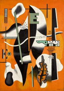 Fernand Léger, Nature morte à la pipe sur fond orange