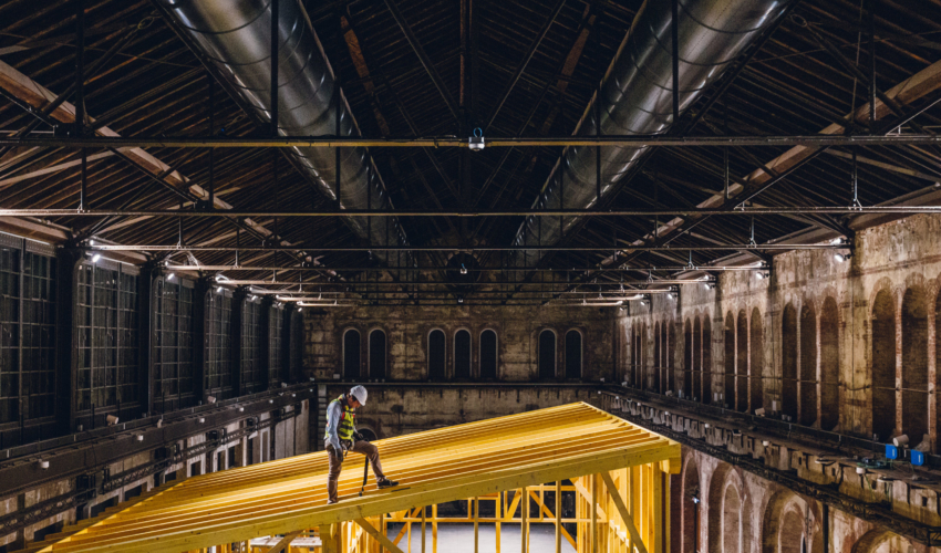 Monica Bonvicini, As Walls Keep Shifting, 2019. Installation view at OGR Torino. Photo Luigi De Palma. Courtesy OGR Torino