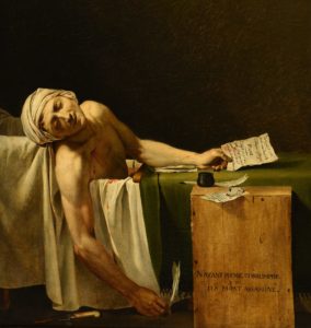 Jacques-Louis David (atelier di) La morte di Marat (replica da David) post 7 luglio 1793, olio su tela, 111,3x86,1 cm Reims, Musée des Beaux-Arts ©Photo: C. Devleeschauwe