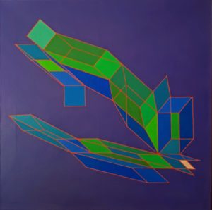 Perilli - Il passaggio della visione Tecnica mista su tela cm 100x100 1987