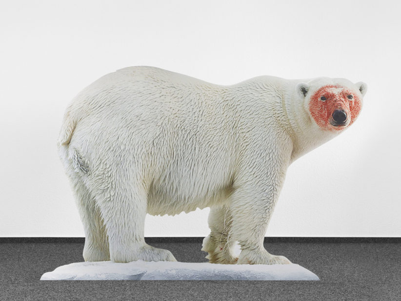 Katja Novitskova, Approximation (polar bear) 2017, digital print on aluminum, cutout display, acrylic glass 148x226x38 cm, Collezione Sandretto Re Rebaudengo
