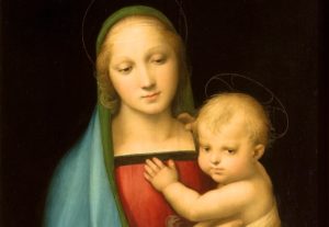 Particolare della Madonna del Granduca di Raffaello, degli Uffizi