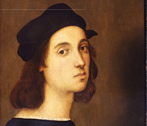 Raffaello, Autoritratto, particolare, 1506-1508, olio su tavola di pioppo, Firenze, Gallerie degli Uffizi, Galleria delle Statue e delle Pitture, Gabinetto fotografico delle Gallerie degli Uffizi - Su concessione del Ministero per i Beni e le Attività Culturali e del Turismo