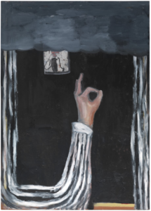 “OK” ,oil and paper on canvas ,180x130 2019