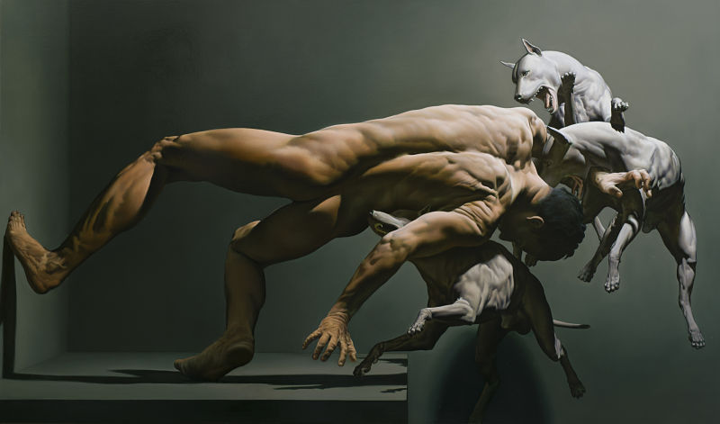 Nicola Verlato, Actaeon, olio su tela, 2019, 110x170 cm
