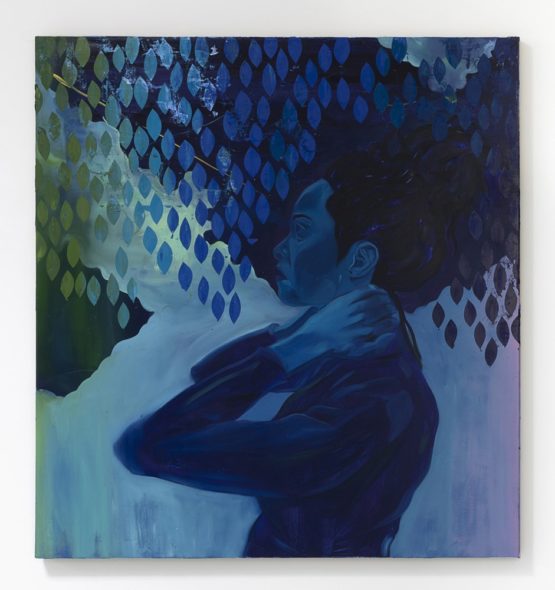 Dominic Chambers, Primary Trinity (Blue), 2019, olio su lino, 142,3 x 132,4 cm, Courtesy l’artista e Luce Gallery, Torino