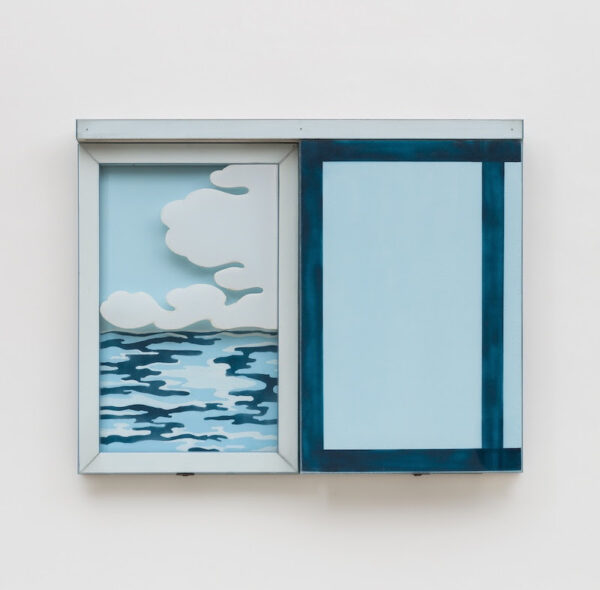 Laura Grisi, Seascape, 1966. Acrilico su tela, plexiglas, pannelli scorrevoli. 100 x 122 x 12. Courtesy P420, Bologna.