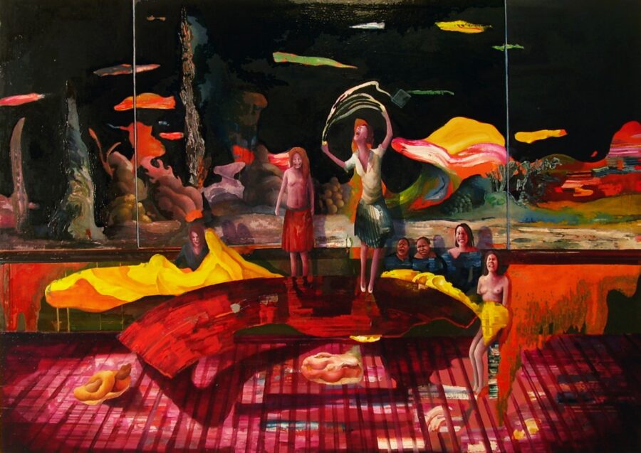 Chiara Sorgato, Travagliare, olio su tela 140x90 cm, 2018