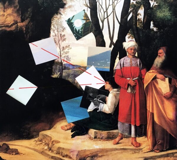 Giulio Paolini Senza titolo, 2015 Inchiostro rosso e collage su carta nera 35 x 40 cm © Giulio Paolini Foto Courtesy Fondazione Giulio e Anna Paolini, Torino
