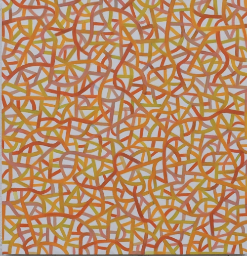 Paolo Iacchetti, Numerazione integrata, olio su tela, 2020, 100x95