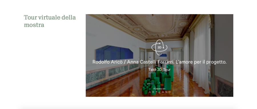 Tour virtuale della mostra Rodolfo Aricò/Anna Castelli Ferrieri. L'amore per il progetto, Galleria Tommaso Calabro 