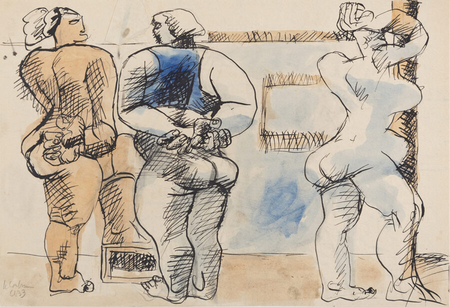 Lotto 101: Le Corbusier - Trois femmes debout, 1933 Penna e acquerello su carta cm. 21 x 31. Stima 4-6 mila euro
