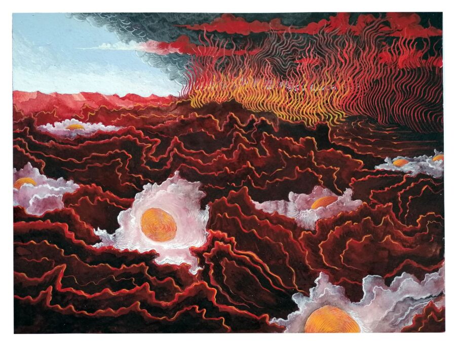 Malinverni, Uova in purgatorio-Tempera su carta-23x31 cm