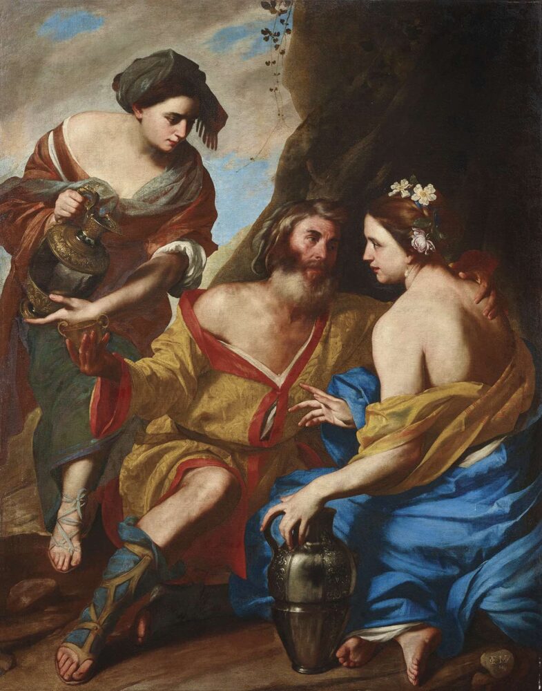  Massimo Stanzione (ca. 1585 - ca. 1656), Lot e le sue figlie, olio su tela, 166,5 x 130,5 cm, asta di dipinti antichi, 9 giugno 2020, stima € 200.000 - 300.000
