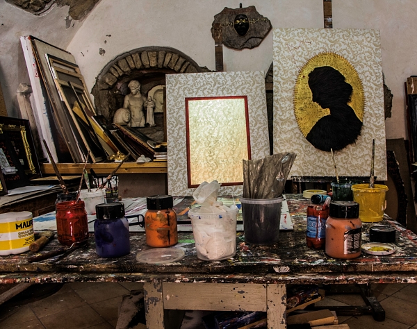 L’atelier di Giuseppe Leone, maggio 2020 © Luigi Salierno