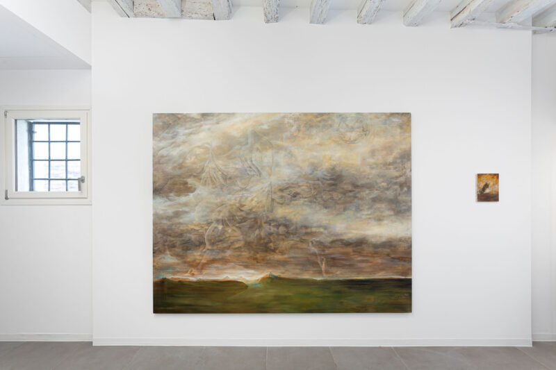 Giulio Malinverni, Offside, 2018, oil painting and resin on canvas, 200 x 250 cm