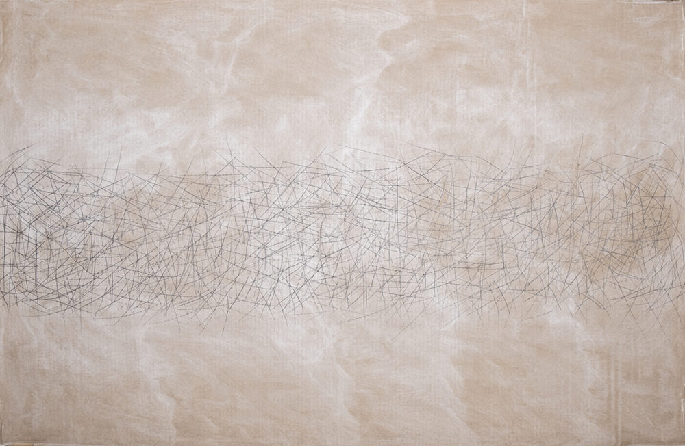 Paolo Masi, Il segno del bianco 2018 tecnica mista su cartone, cm 110x165