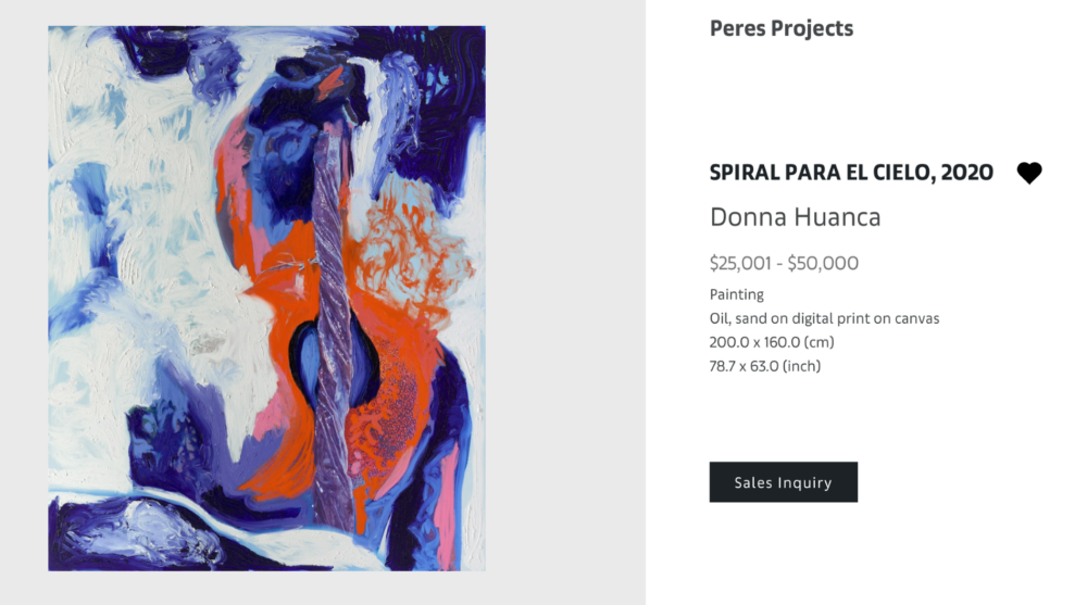 Donna Huanca, Spiral par il cielo, 2020, Oil, sand on digital print on canvas 200.0 x 160.0 (cm) - $25,001 / $50,000