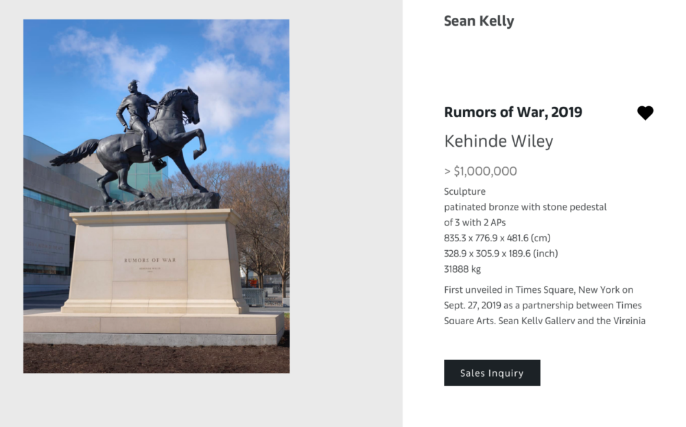 KAHINDE WILEY, Rumors of War, 2019, Sculpture, 835.3x481.6 (cm)