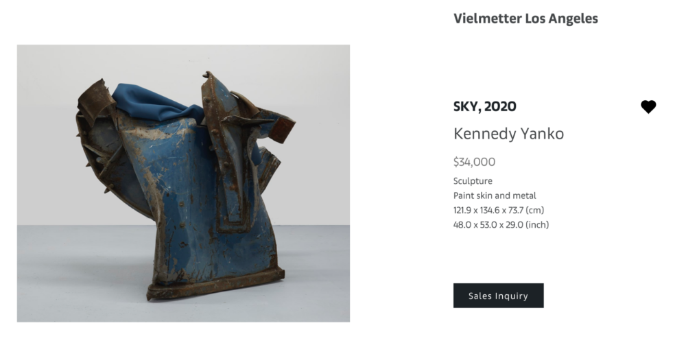 KENNEDY YANKO, Sky, 2020, Scultura, “pelle dipinta” e metallo, 121.9x134.6x73.7 (cm) - $34.000