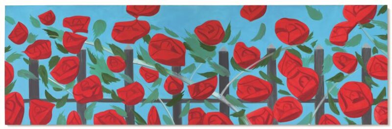 a Alex Katz, Roses on blue, 2002, 122x381cm