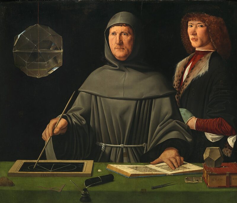 Jacometto Veneziano (?), Ritratto di fra Luca Pacioli con un allievo, 1495 circa, Napoli, Museo e Real Bosco di Capodimonte