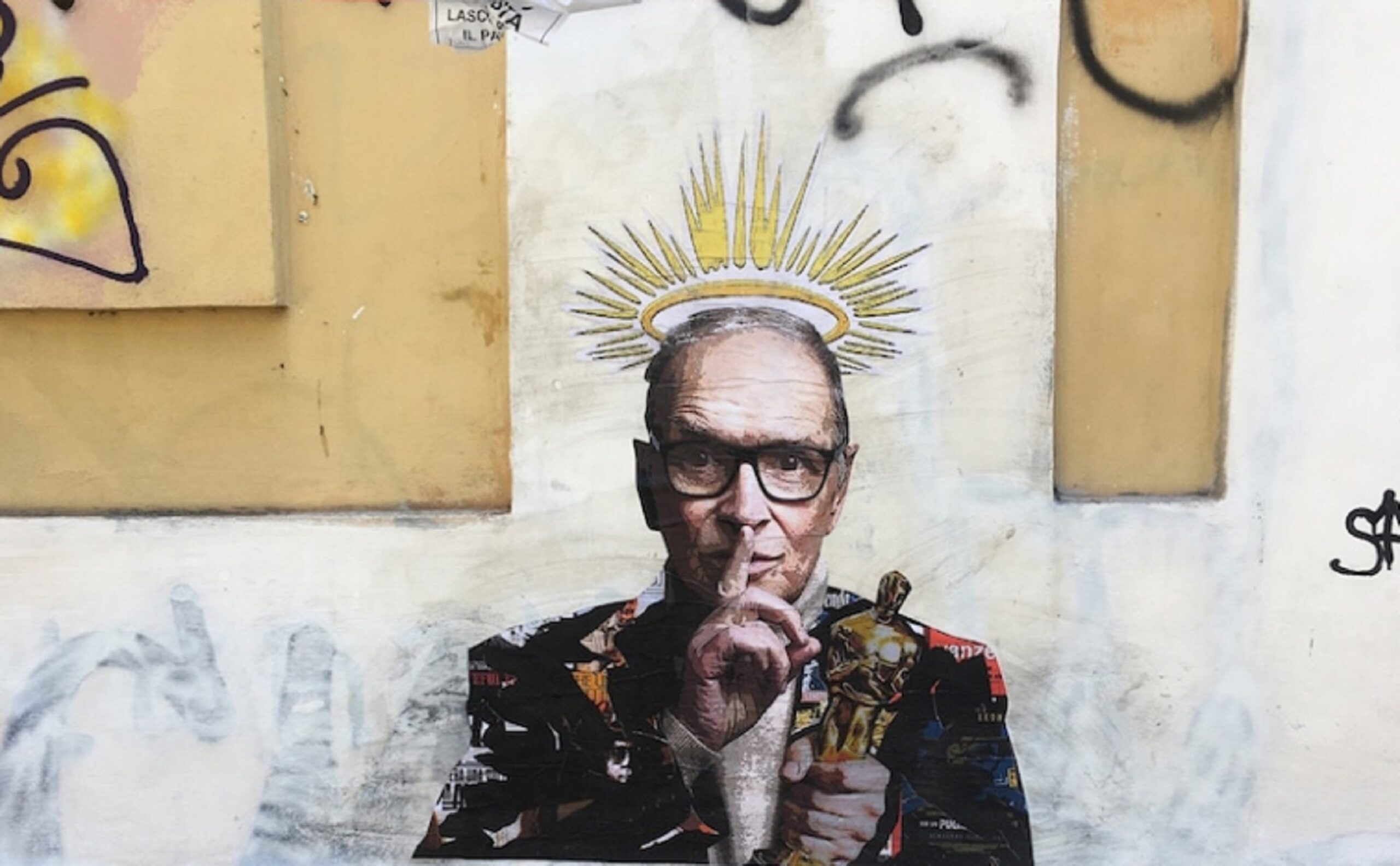 Ennio Morricone secondo Harry Greb. Ecco il murale apparso a Roma a Trastevere