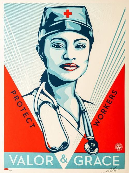 Shepard Fairey OBEY, Valor & Grace Nurse, 2020, serigrafia su carta, Collezione privata | © Shepard Fairey